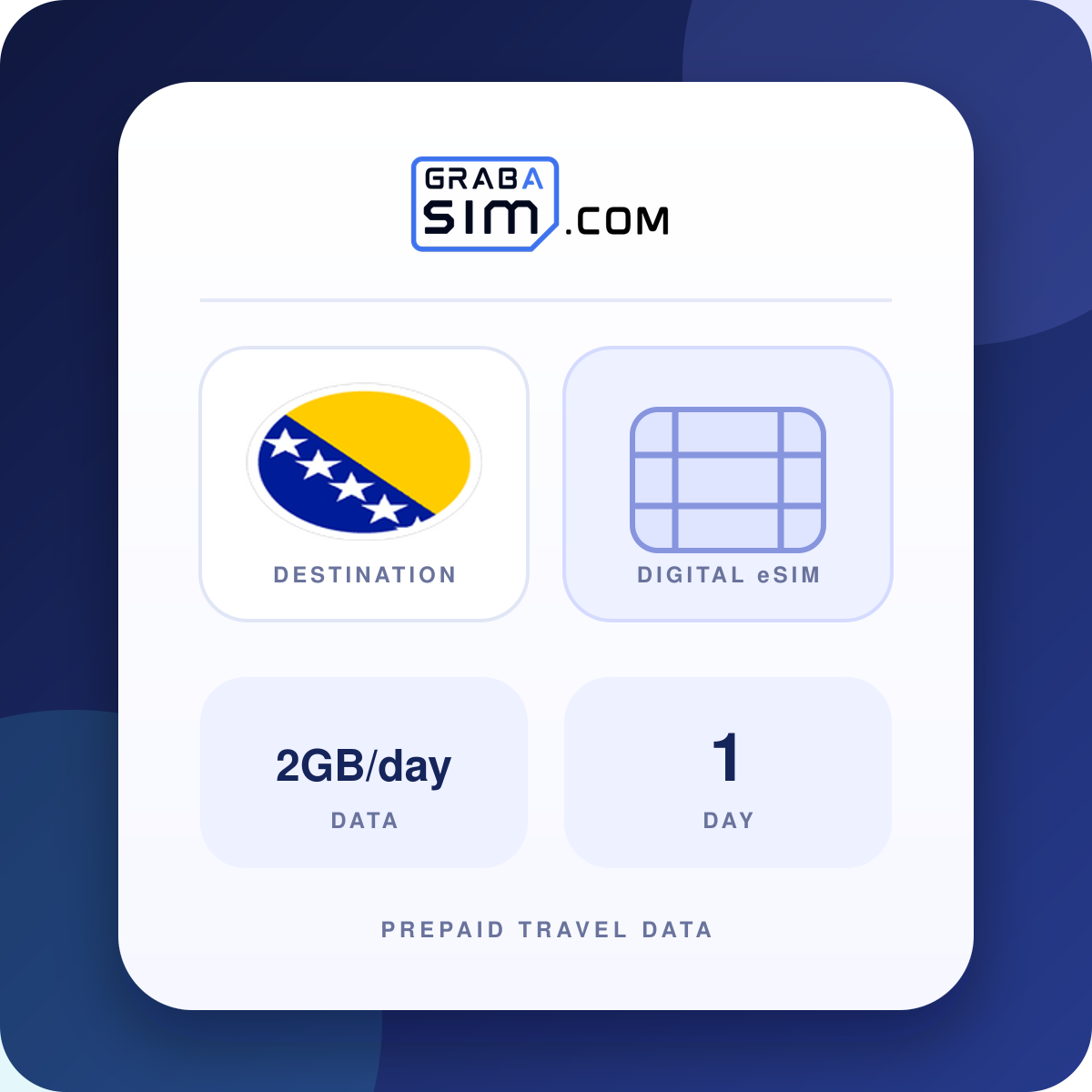 2GB/일 보스니아 헤르체고비나 eSIM – 1 일 (이후 512 Kbps)