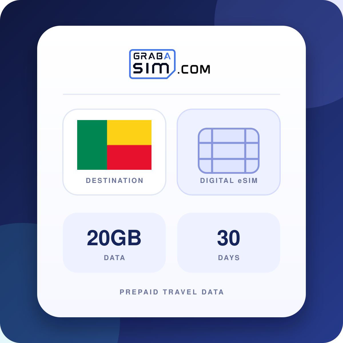 20GB Benín eSIM – 30 días