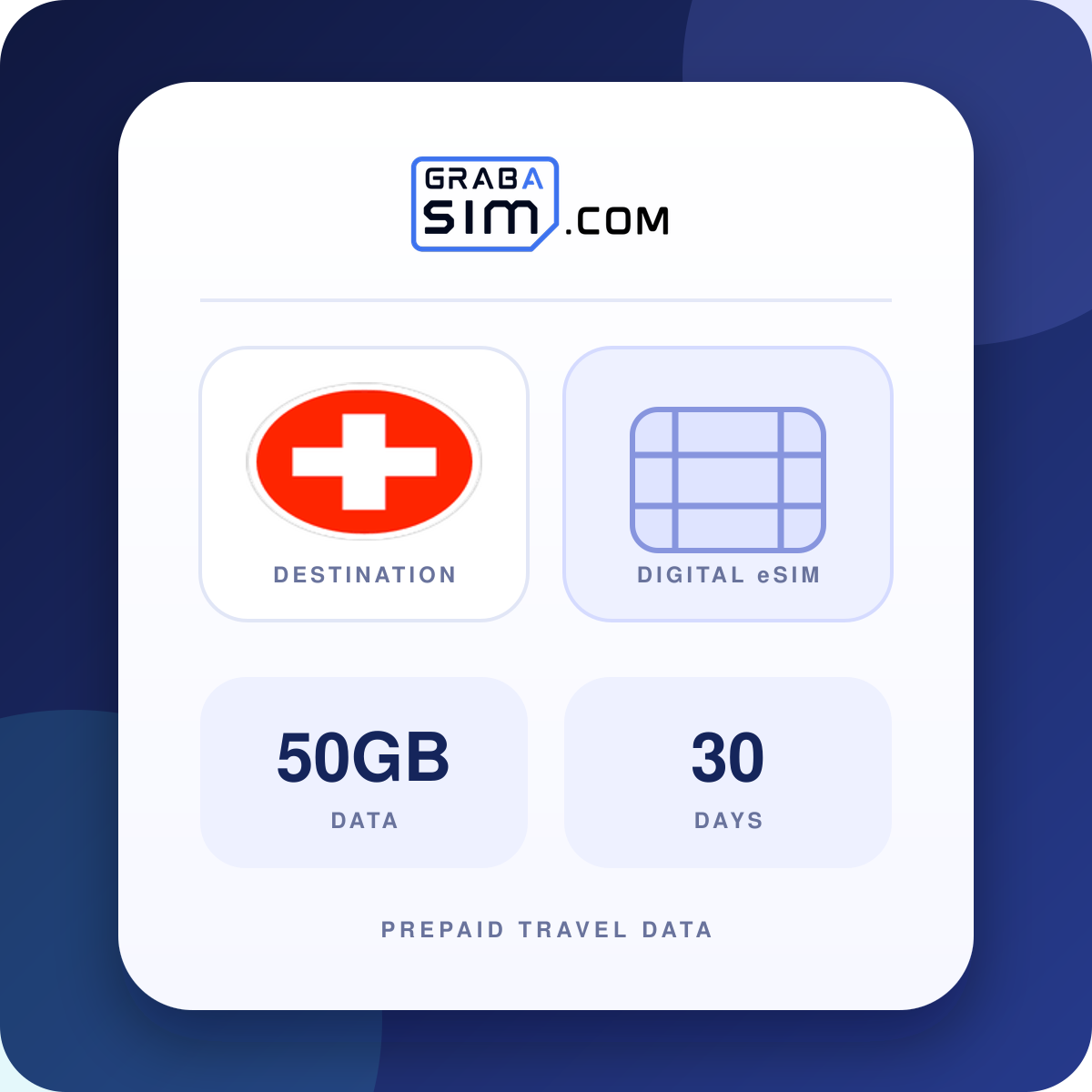 50GB Switzerland eSIM – 30-Day Plan