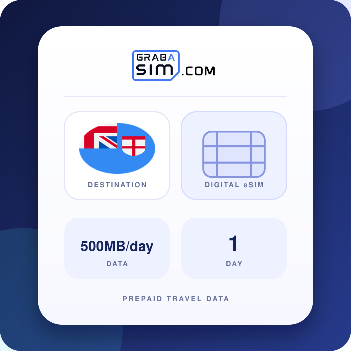 500MB/일 피지 eSIM – 1 일 (이후 512 Kbps)