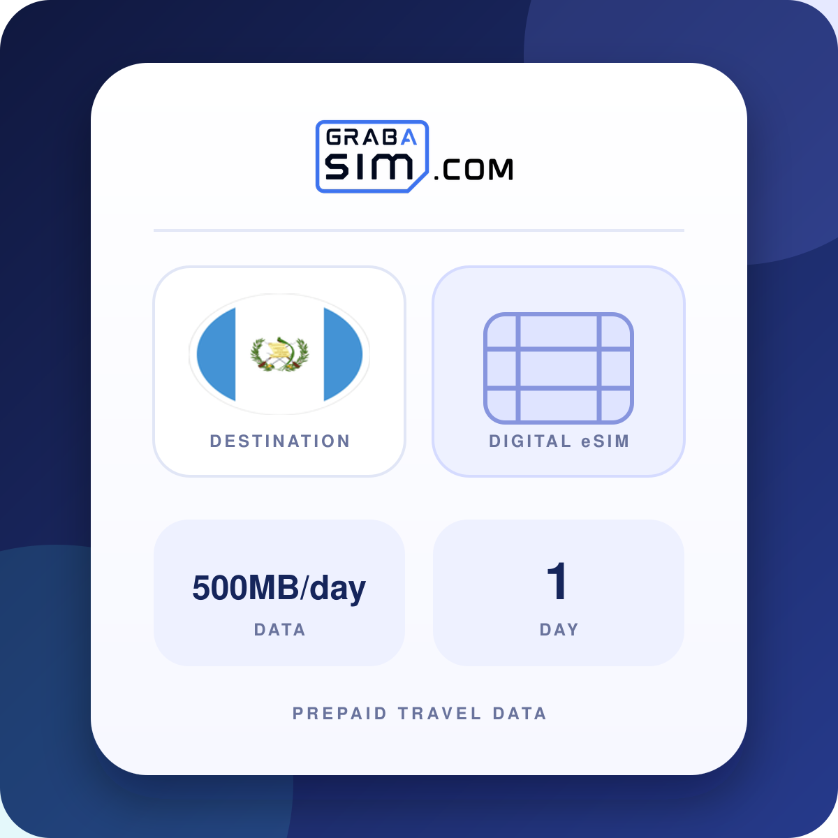 500MB/Tag Guatemala eSIM – 1 Tag (danach 512 Kbps)