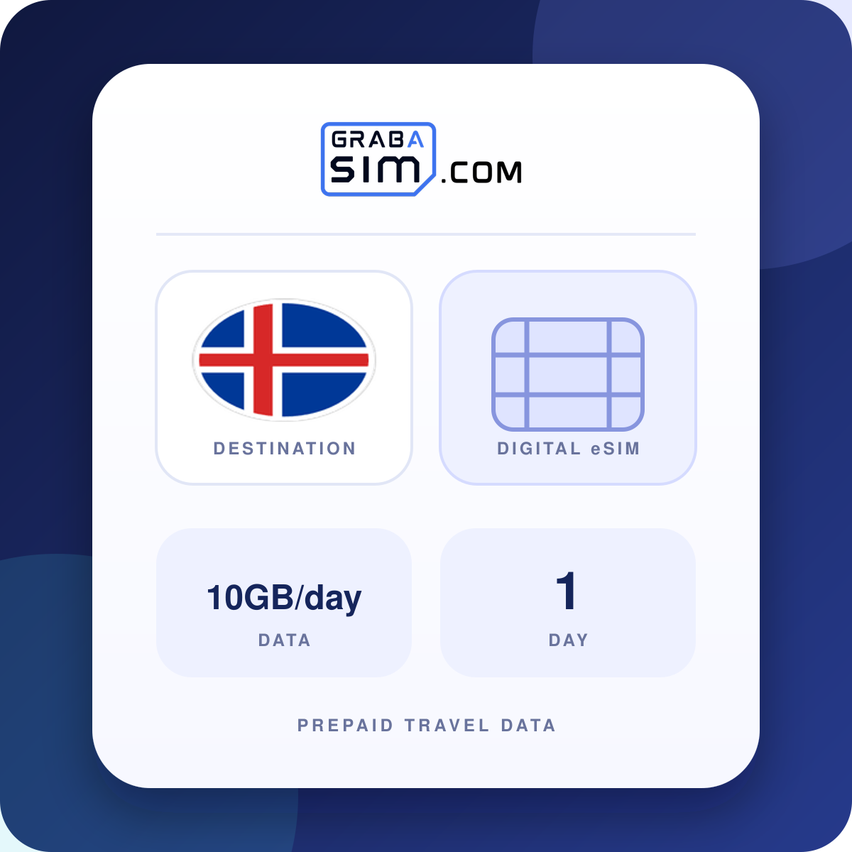 10GB/يوم آيسلندا eSIM – 1 يوم (ثم 512 Kbps)