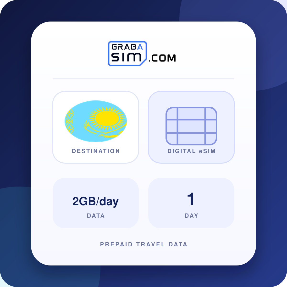 2GB/일 카자흐스탄 eSIM – 1 일 (이후 512 Kbps)