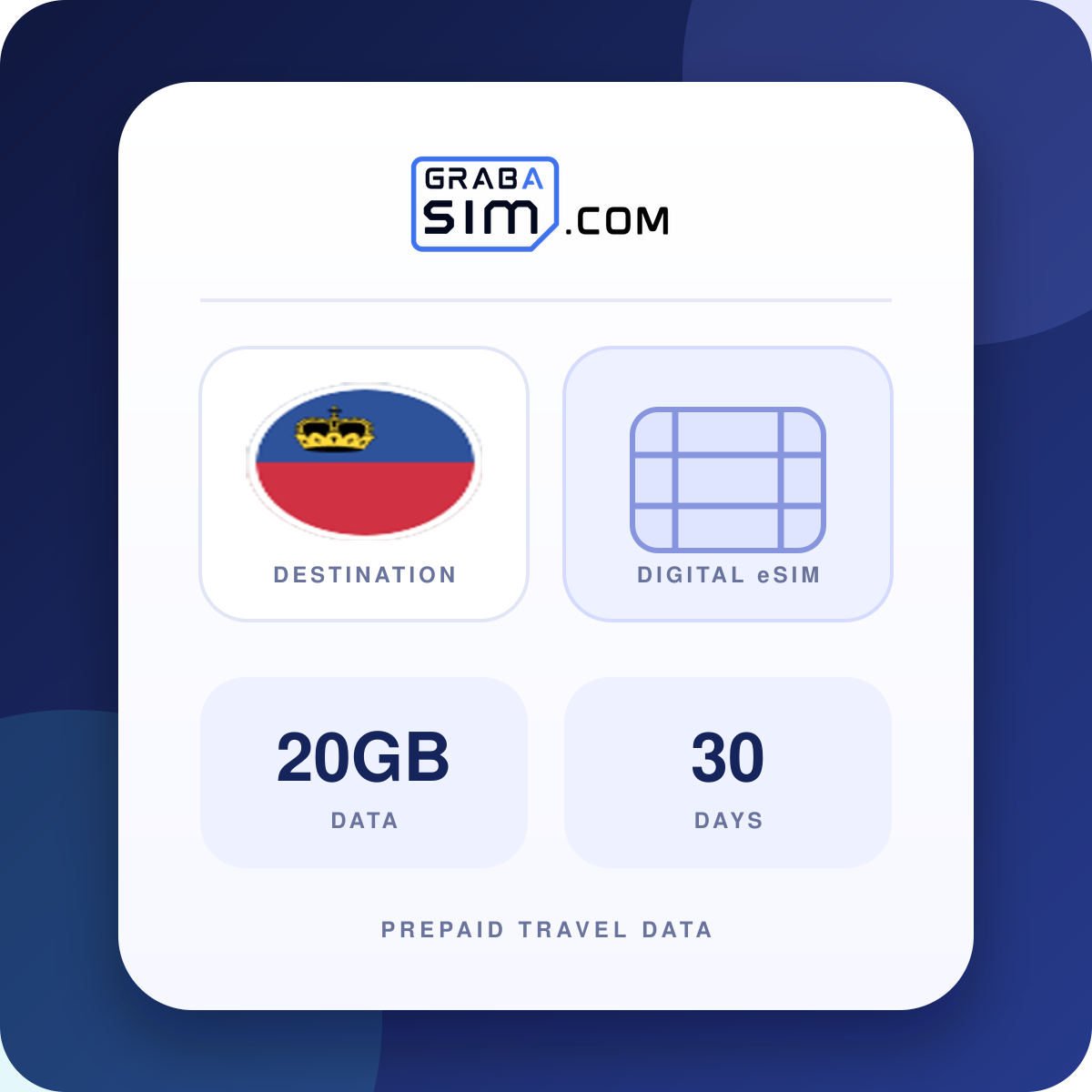 20GB 리히텐슈타인 eSIM – 30 일