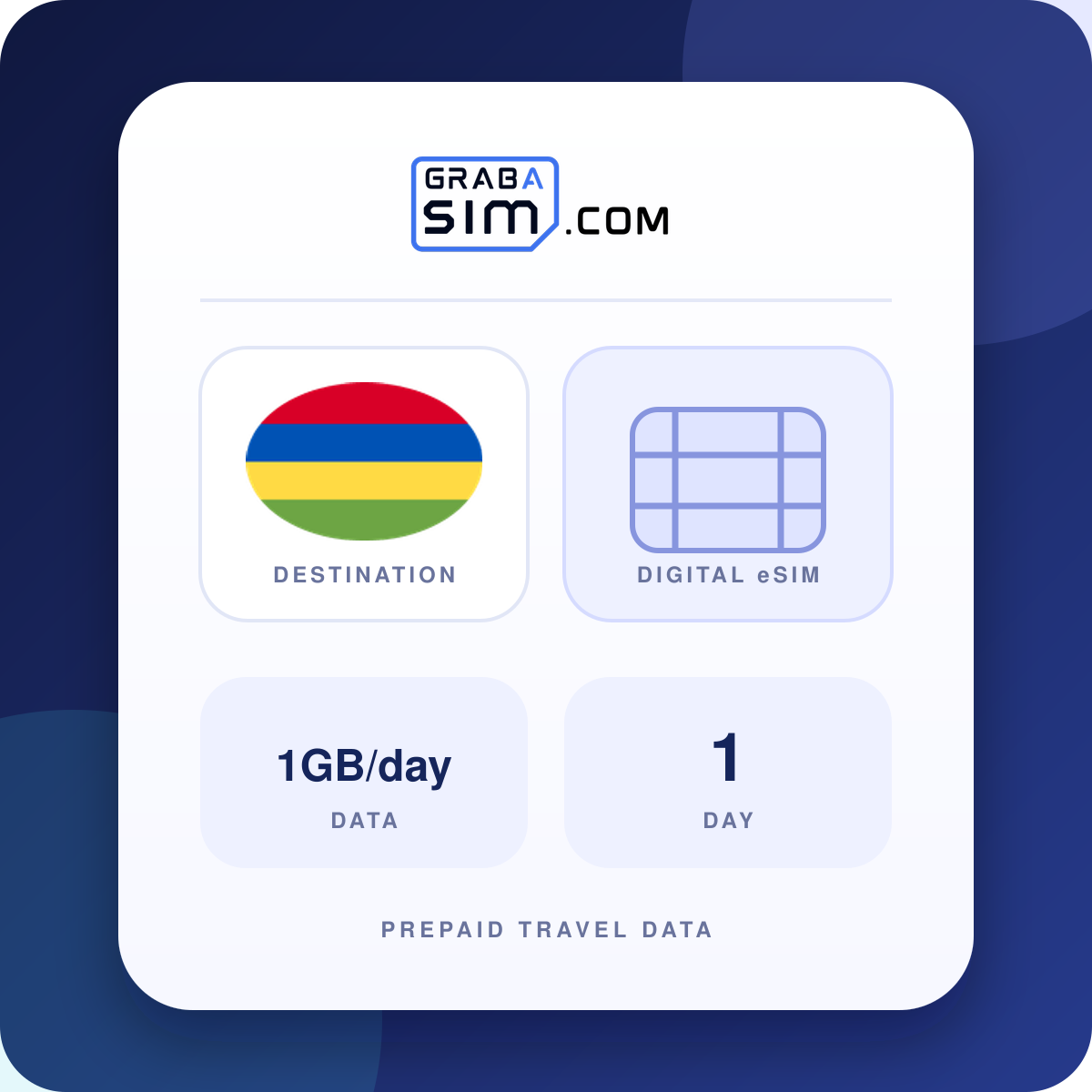 1GB/day Mauritius eSIM – 1-Day Plan
