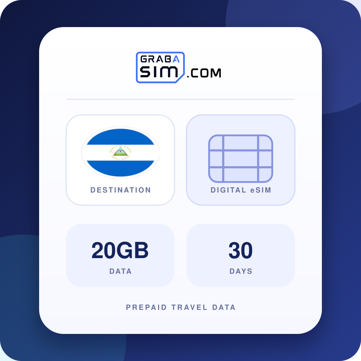 20GB Nicaragua eSIM – 30 giorni