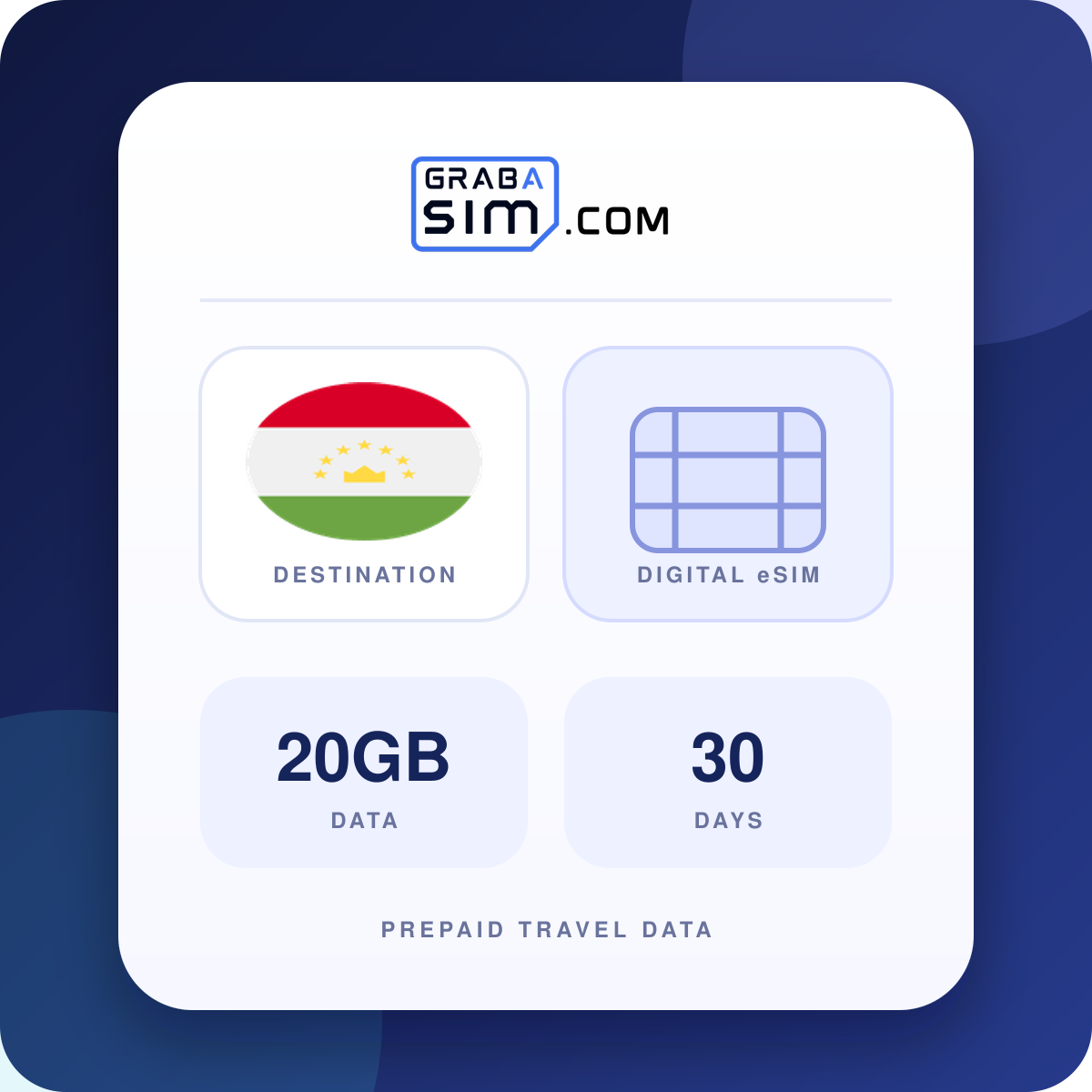 20GB Tajikistan eSIM – 30-Day Plan